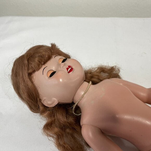 Vintage 1950s Walker Doll with Sleepy Eyes Reddish Hair Green Eyes Teeth Tongue - Picture 7 of 13